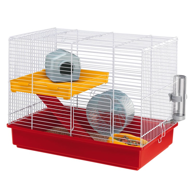 Cusca Hamster Duo Rosu / Alb, 1 etaj, 46 x 29 x 37 cm
