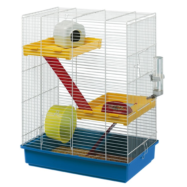 Cusca Hamster Tris Albastru / Alb, 2 etaje, 46 x 29 x 58 cm