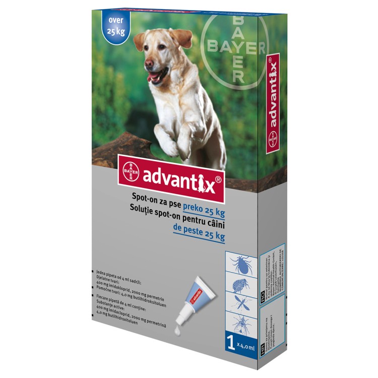 Advantix 400 | Pipeta antiparazitara Advantix pentru caini de 25-40 kg 1 pipeta 