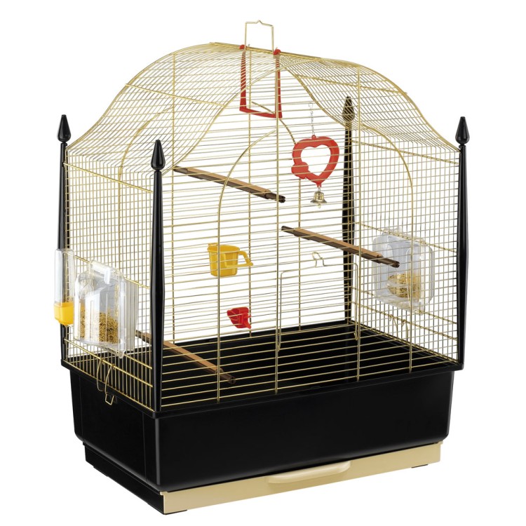 Colivie Villa Negru / Auriu Full Option, 50 x 31 x 63 cm