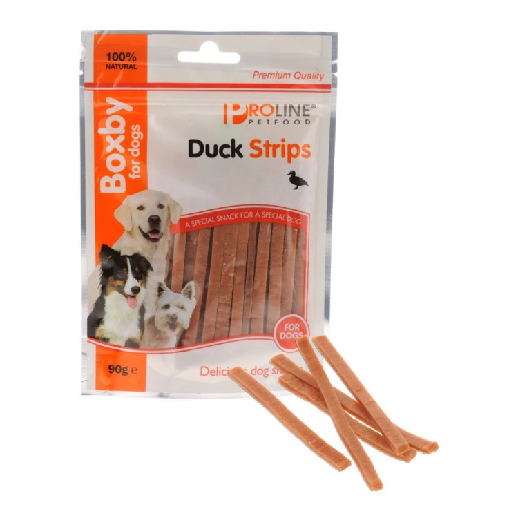 SNACKS CAINE BOXBY STRIPS RATA 90 G