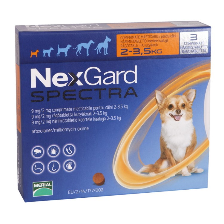 Nexgard Spectra XS (2 - 3.5 kg), 3 comprimate