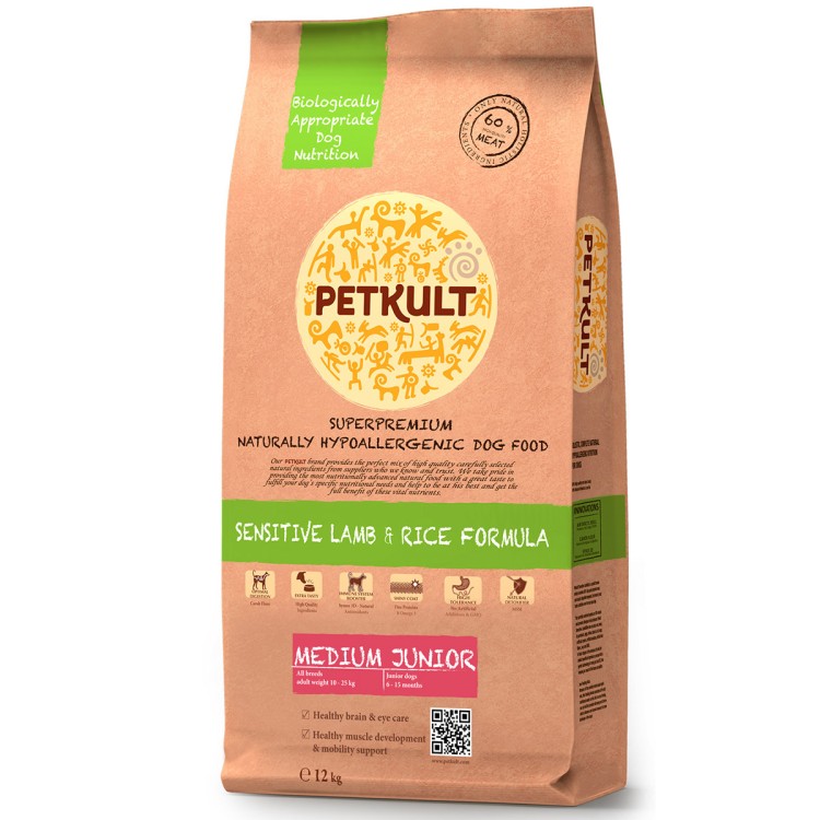 Petkult Medium Junior Sensitive Miel&Orez 12kg