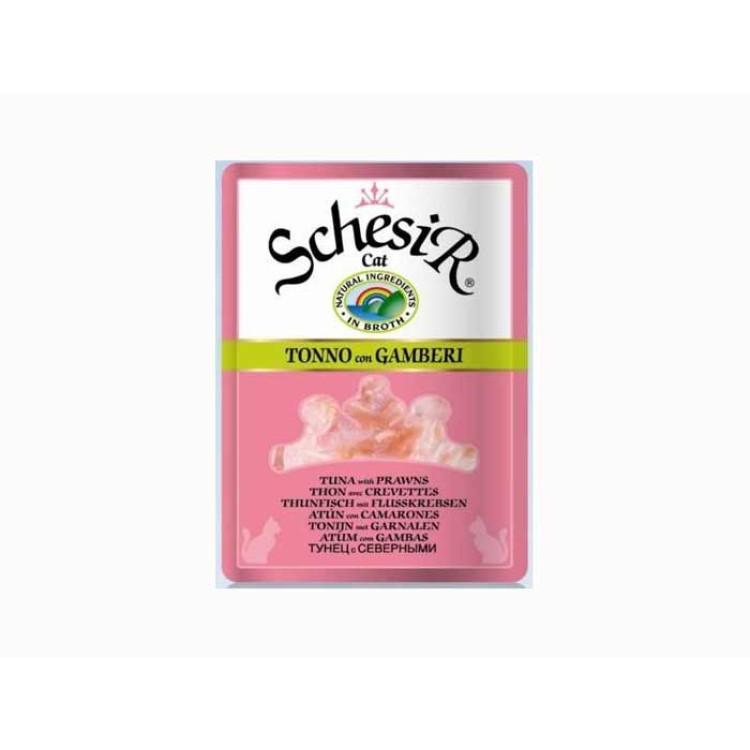 Schesir Pisica Supa Pui-Creveti 70 g conserva