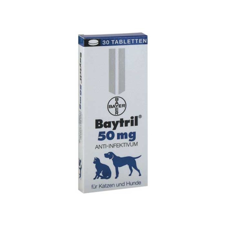 Baytril Flavoured 50 mg antibiotic pe baza de enrofloxacina pentru caini si pisici