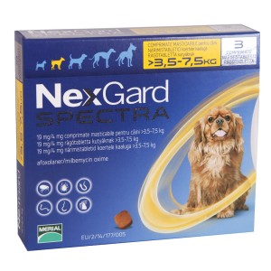 Nexgard Spectra S (3.5 - 7.5 kg), 3 comprimate
