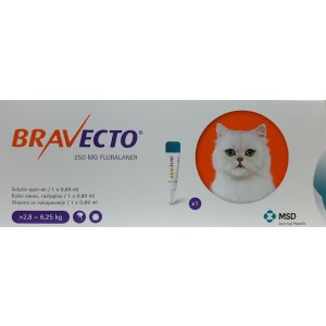 Bravecto 250 mg solutie spot-on pentru pisici de talie medie (>2.8 – 6.25 kg)