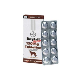 Baytril Flavoured 150 mg antibiotic pe baza de enrofloxacina pentru caini si pisici